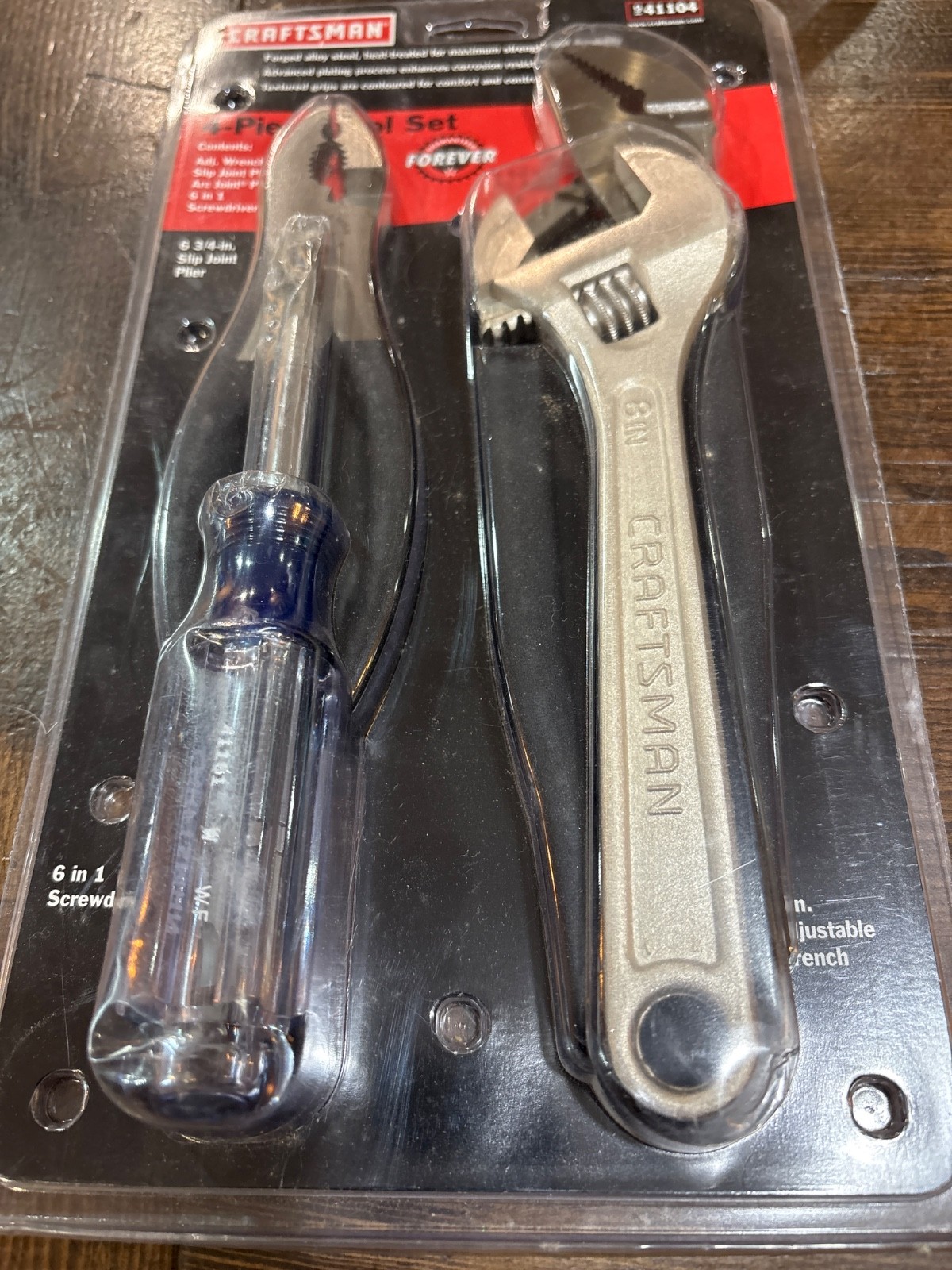 NOS Sears Craftsman USA 41104 4pc Tool Set, Adjustable Pliers 6-in-1 Screwdriver