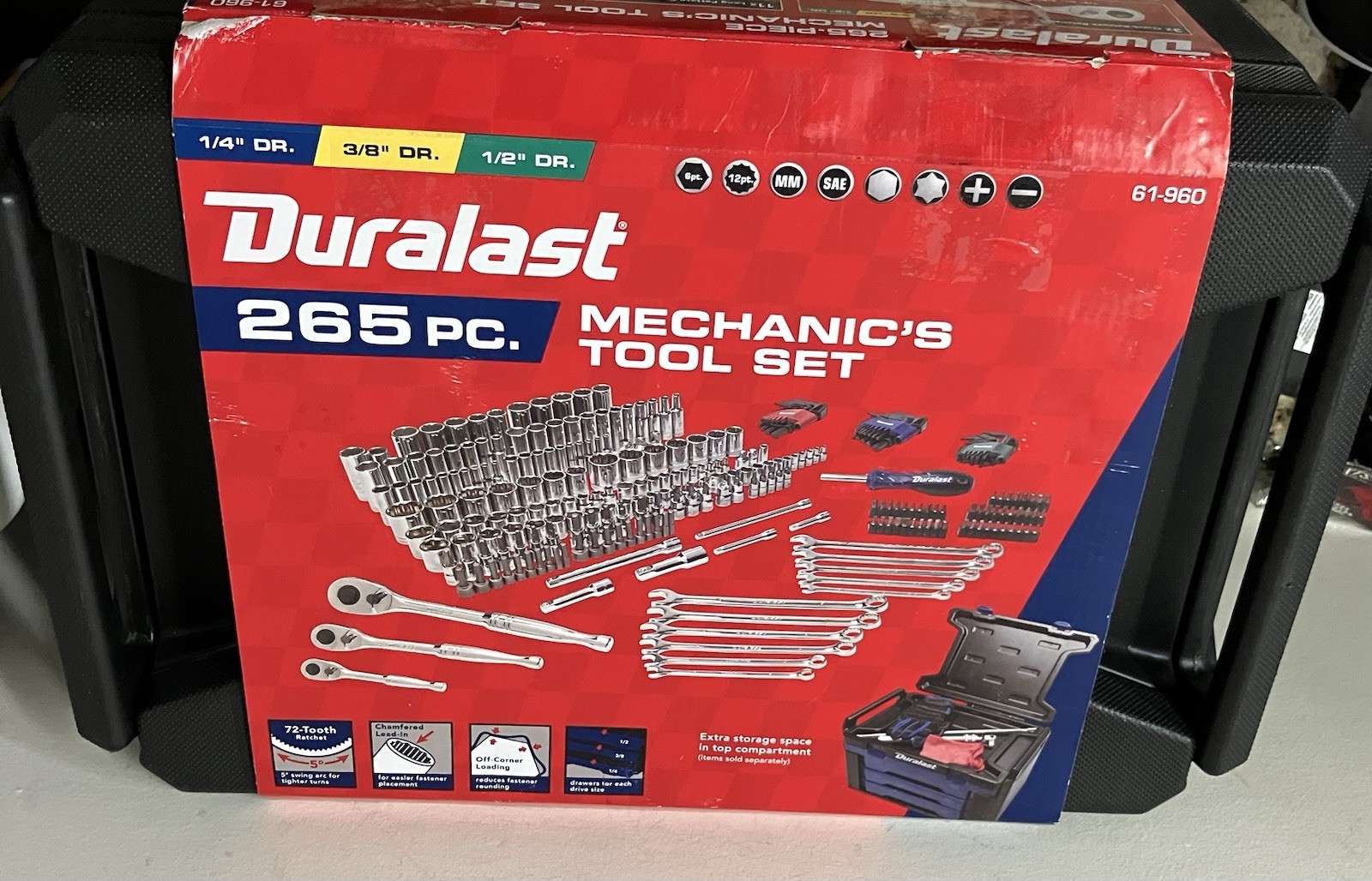 Duralast 265PC 61-960 1/4in + 3/8in + 1/2in Drive Mechanics Tool Set Fast SHIP