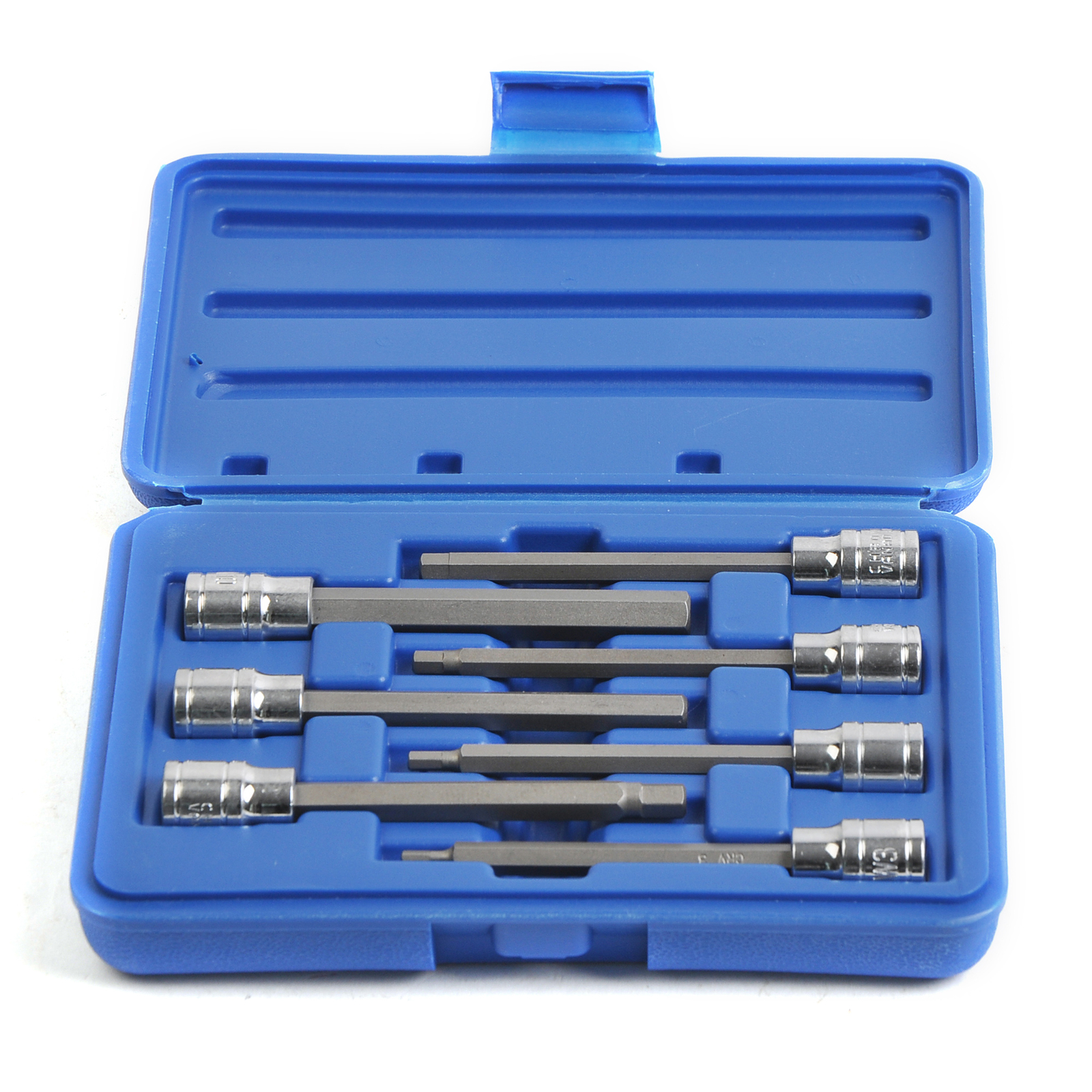 7Pc Extra Long Allen Hex Bit Socket Set 3/8″ Dr, Metric 3-10mm, S2 & Cr-V Steel