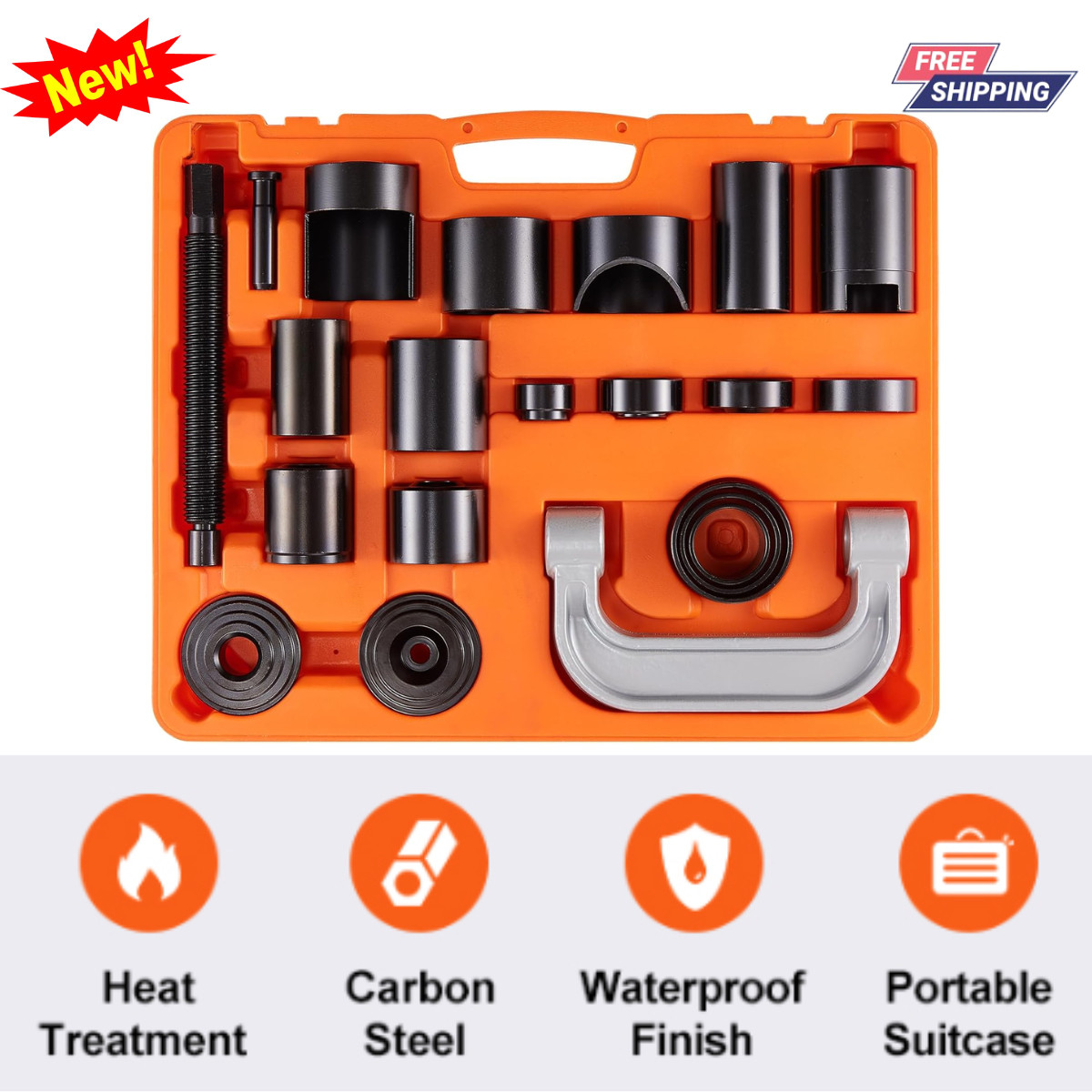 21Pcs Ball Joint Press Kit Tool Set C-Clamp Remover Installer 2WD 4WD Heavy Duty
