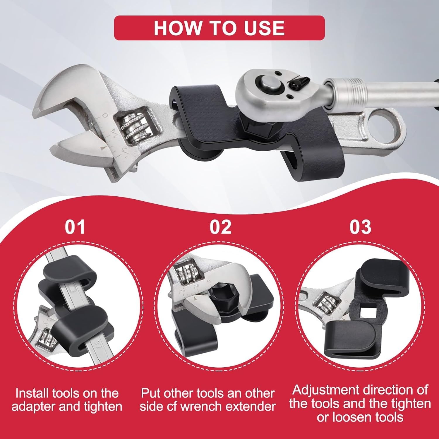 Universal Wrench Extender Breaker Bar and Offset Extension Wrench Adapters, W…