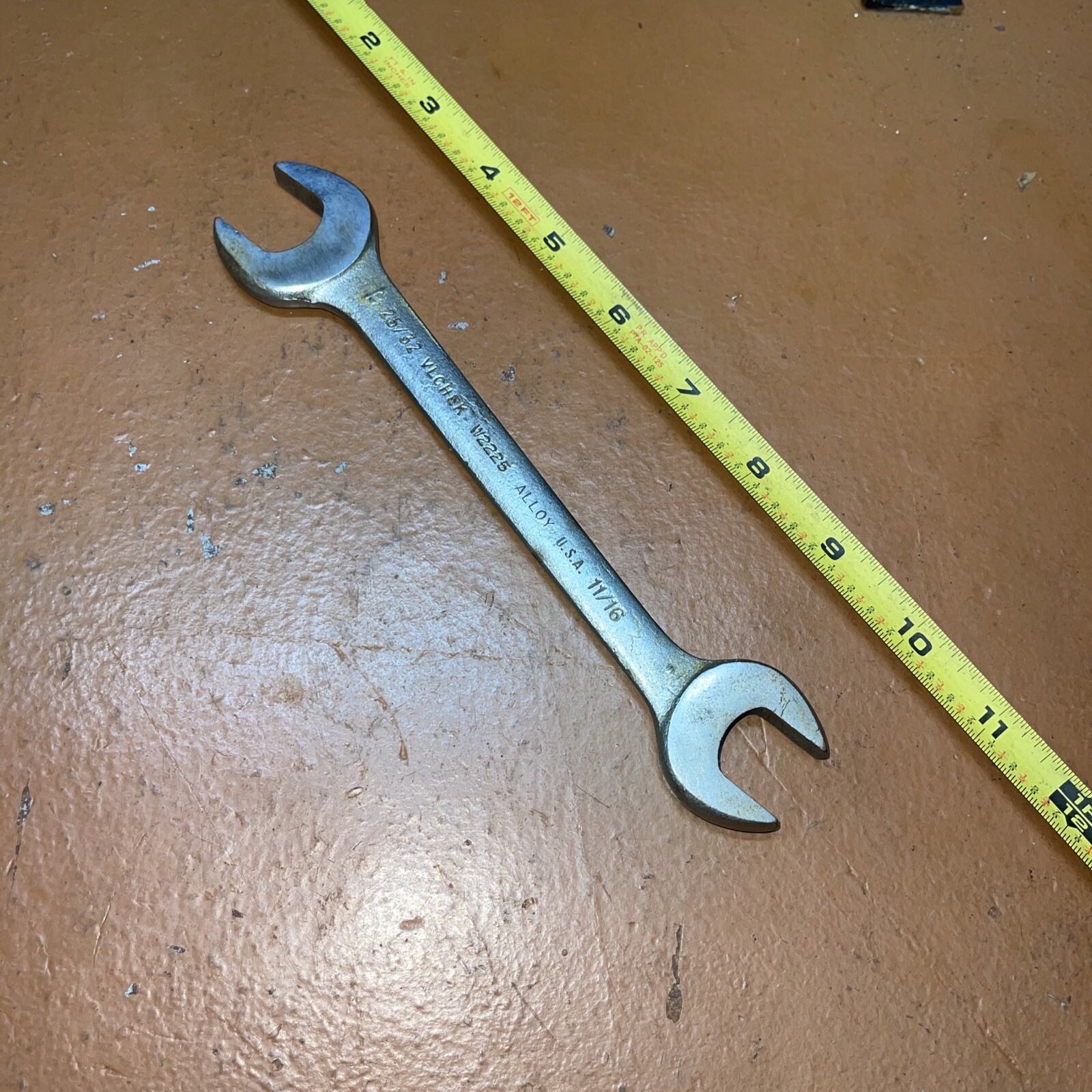 Vintage Vlchek USA W2225 11/16 In x 25/32 In SAE Open End Wrench