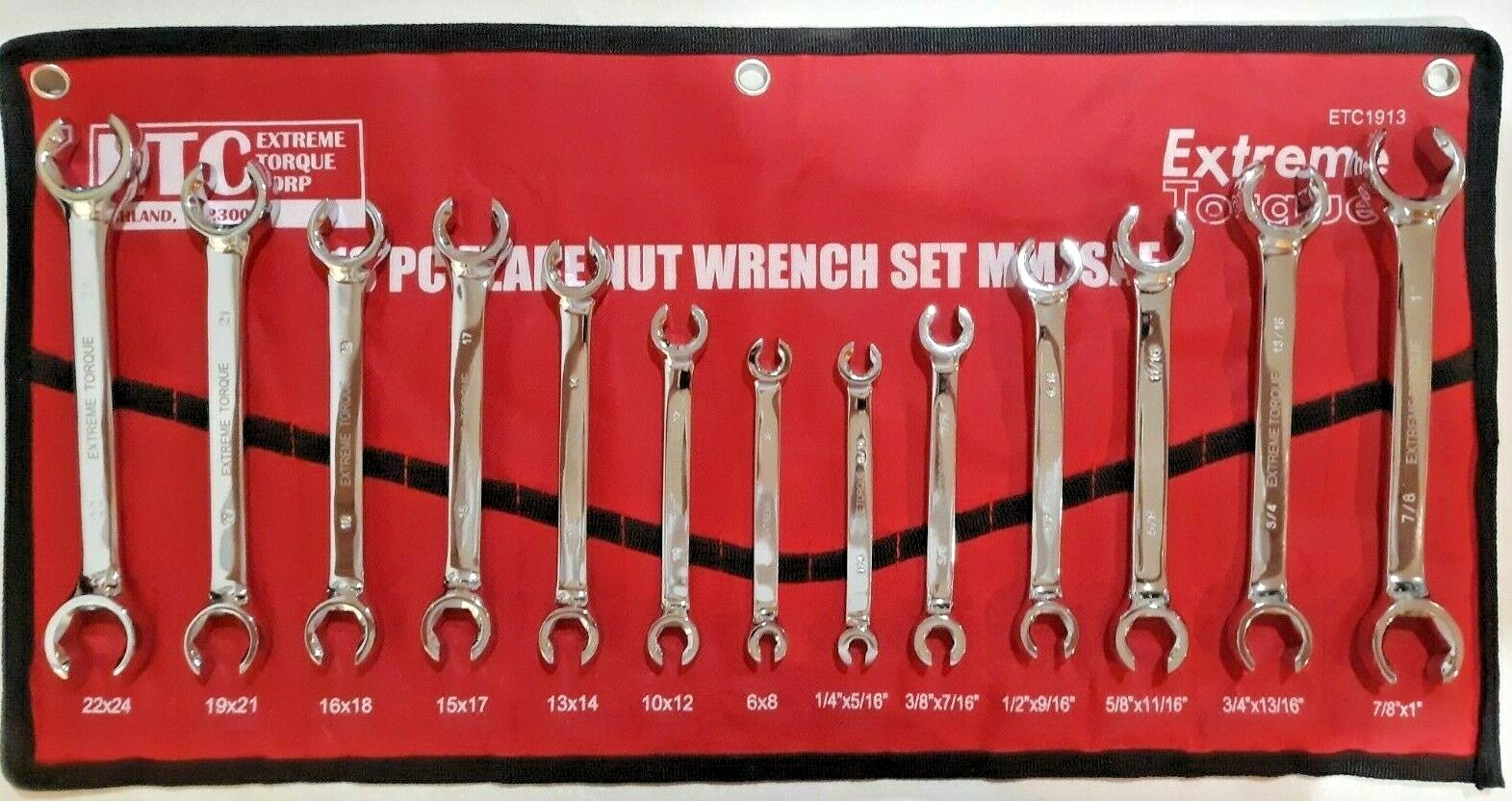 13 pc Flare Nut Line Wrench Set SAE 1″ & Metric 24 mm Hydraulic Extreme Torque
