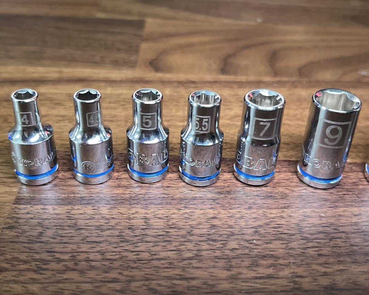 NEW Kobalt 10pc Socket Set 1/4″ Drive 6pt Metric Size Range 4-14mm Blue Line