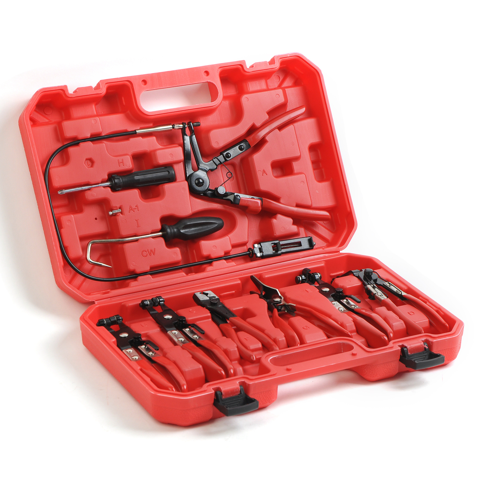 9pc Hose Clamp Pliers Kit Ratchet Pipe Removal Tools Swivel Jaw Flat Angled Band