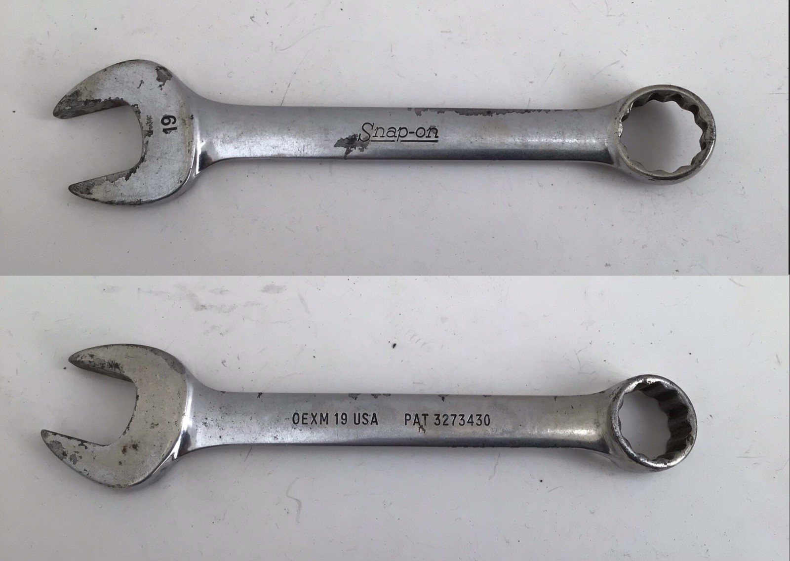 Snap On 19mm 12 Point Combination Wrench Made In USA EOXM 19 / 6 3/4 Inches Long