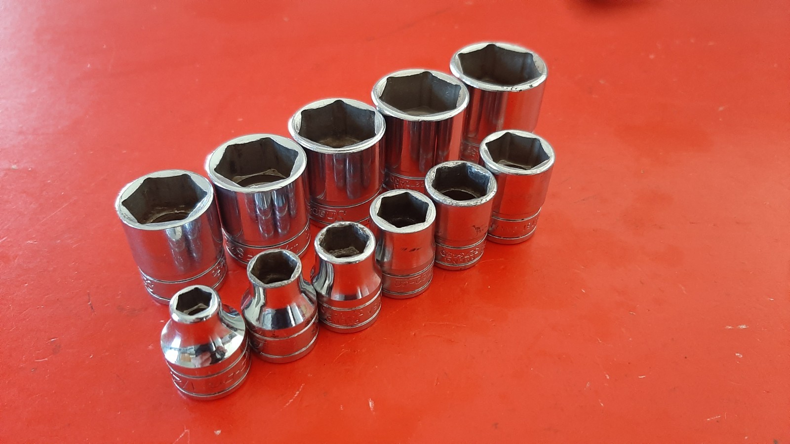 Snap-On FS 10-Pc. 5/16″ – 7/8″ SAE 3/8″ Drive 6pt Point Shallow Socket Set READ!