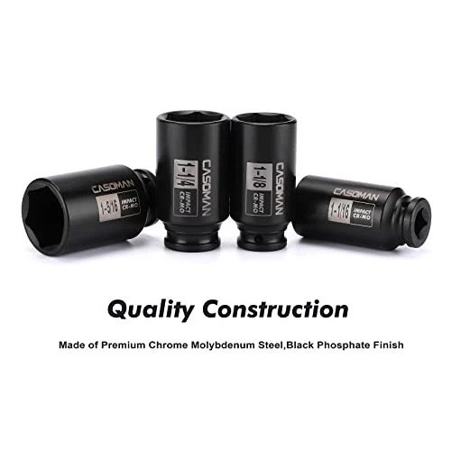 1/2-Inch Drive Deep Axle Nut Impact Socket Set 8 Piece SAE 6 Point CR-MO