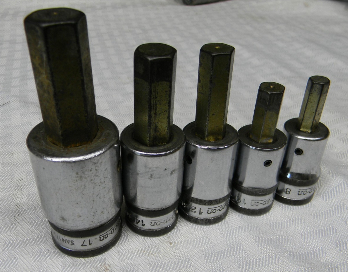 SNAP-ON 1/2″ DR 5PC METRIC HEX BIT SOCKET DRIVER SET 8, 10, 12,14,17MM #307ESAMY