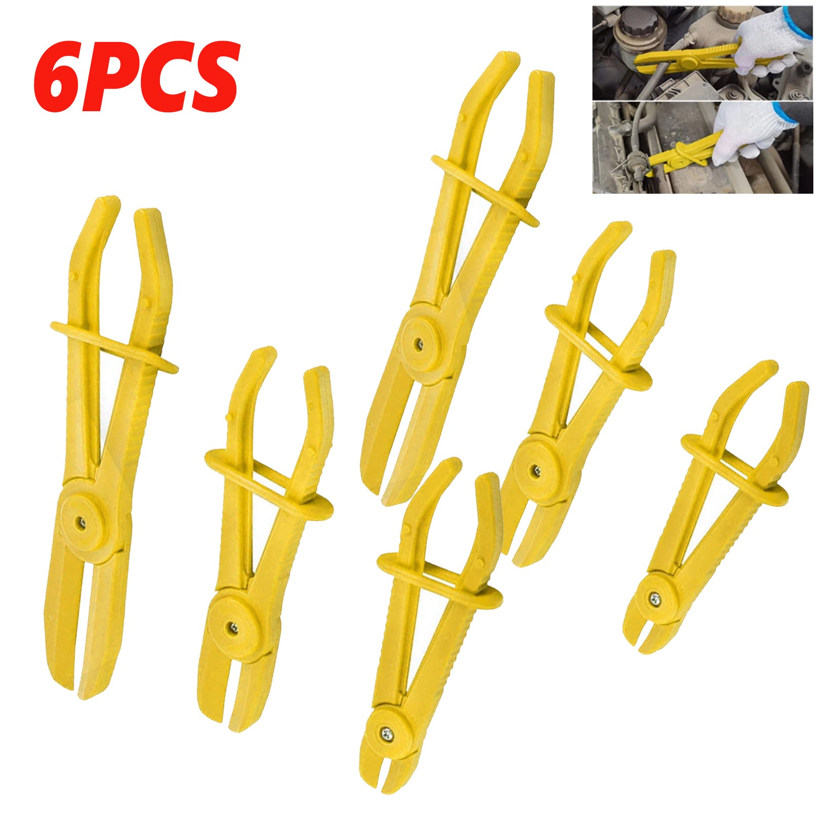 6pc Hose Clamp Set Clamping Pliers Flexible Pinch Off Brake Fuel Water Pipe Tool