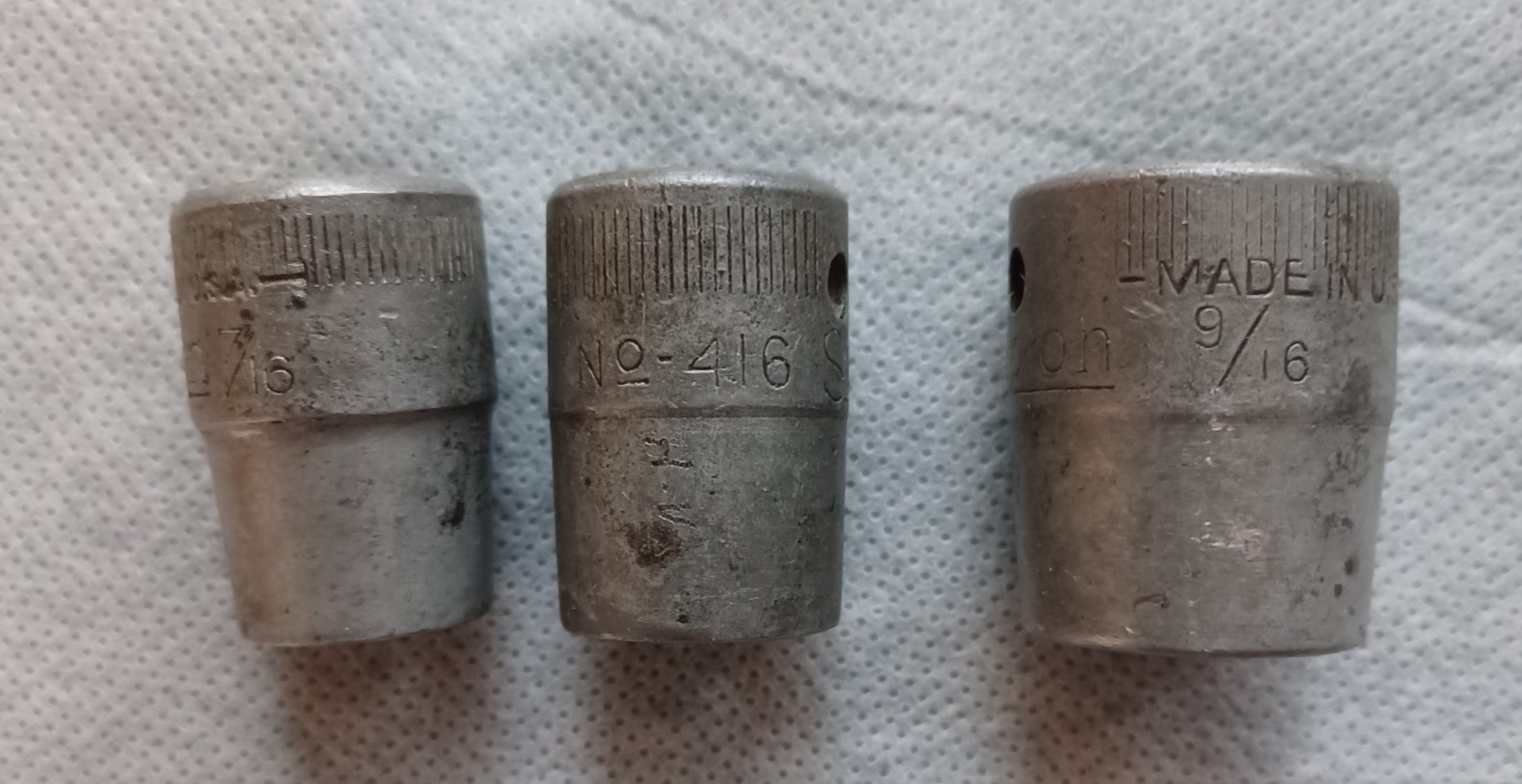 Lot Of 3 Snap On 1/2″ Drive 8-Point Double Square Sockets ~ No 414 416 & 418