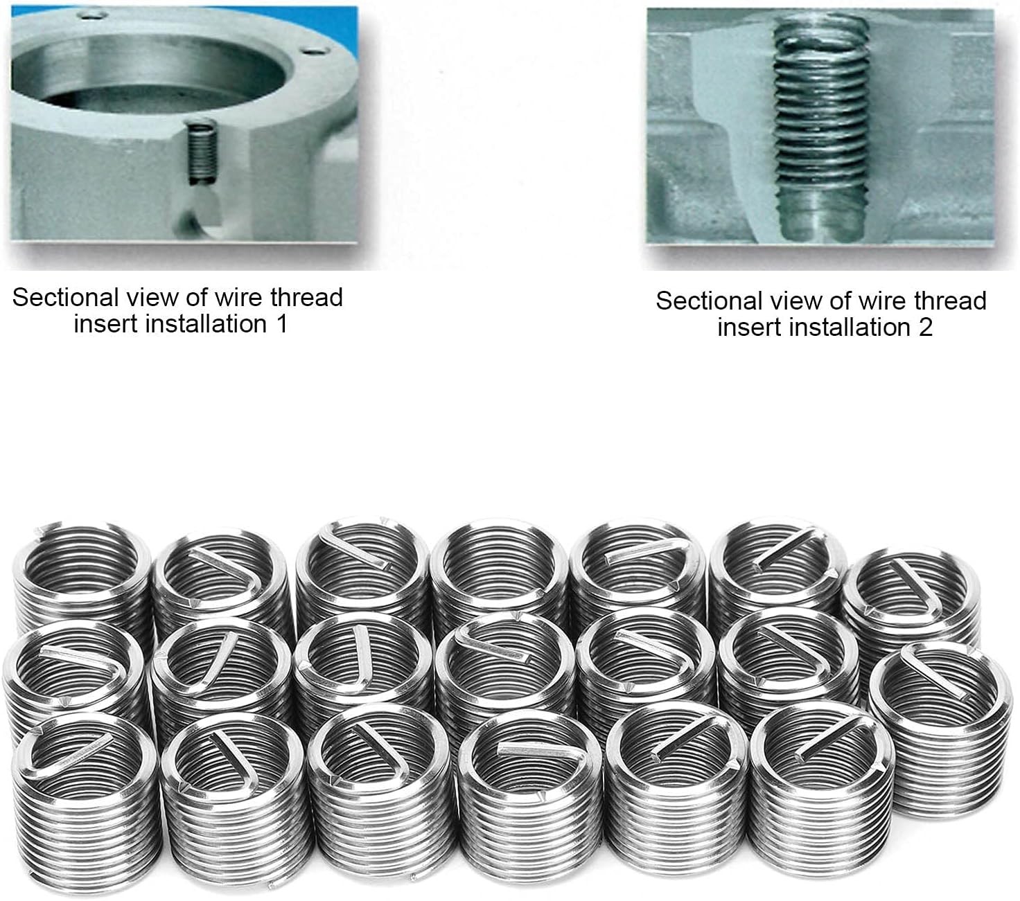 20 PCS Thread Repair Insert, M14 x 1.25 Helicoil Metric Thread Sleeves, Stain…