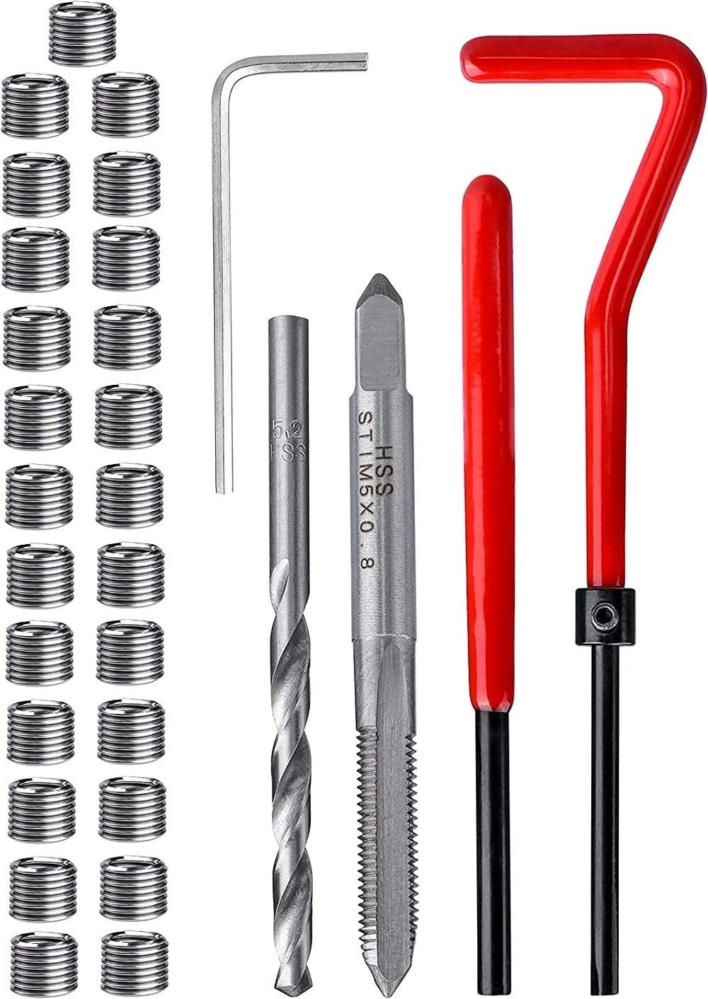 M5 x 0.8mm Thread Repair Kit, 30pc Stainless Steel Inserts, Helicoil Compatib…