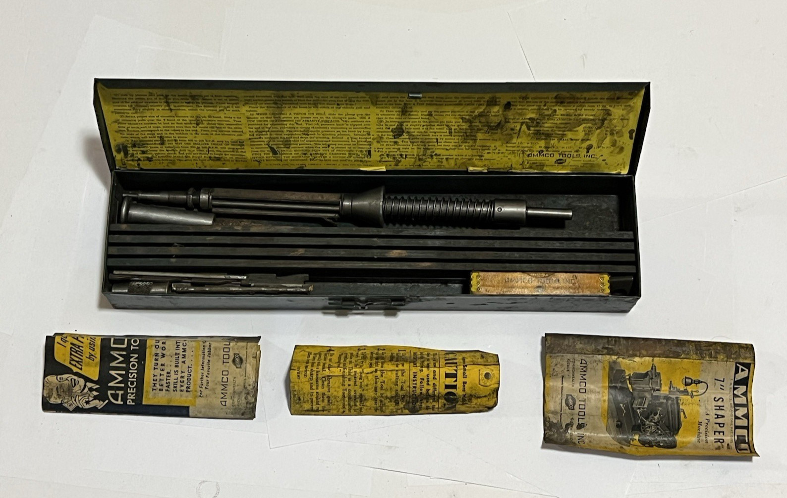 AMMCO Model 100 Vintage Small Bore Cylinder Hone Set in Box 47/64″ – 1-5/16″ USA