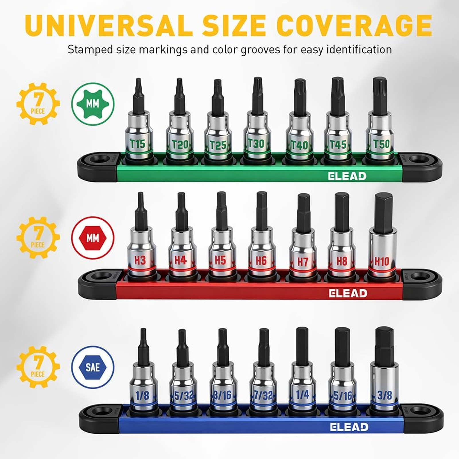 21-Piece Hex and Torx Socket Set 3/8 Inch Drive Chrome Vanadium Steel