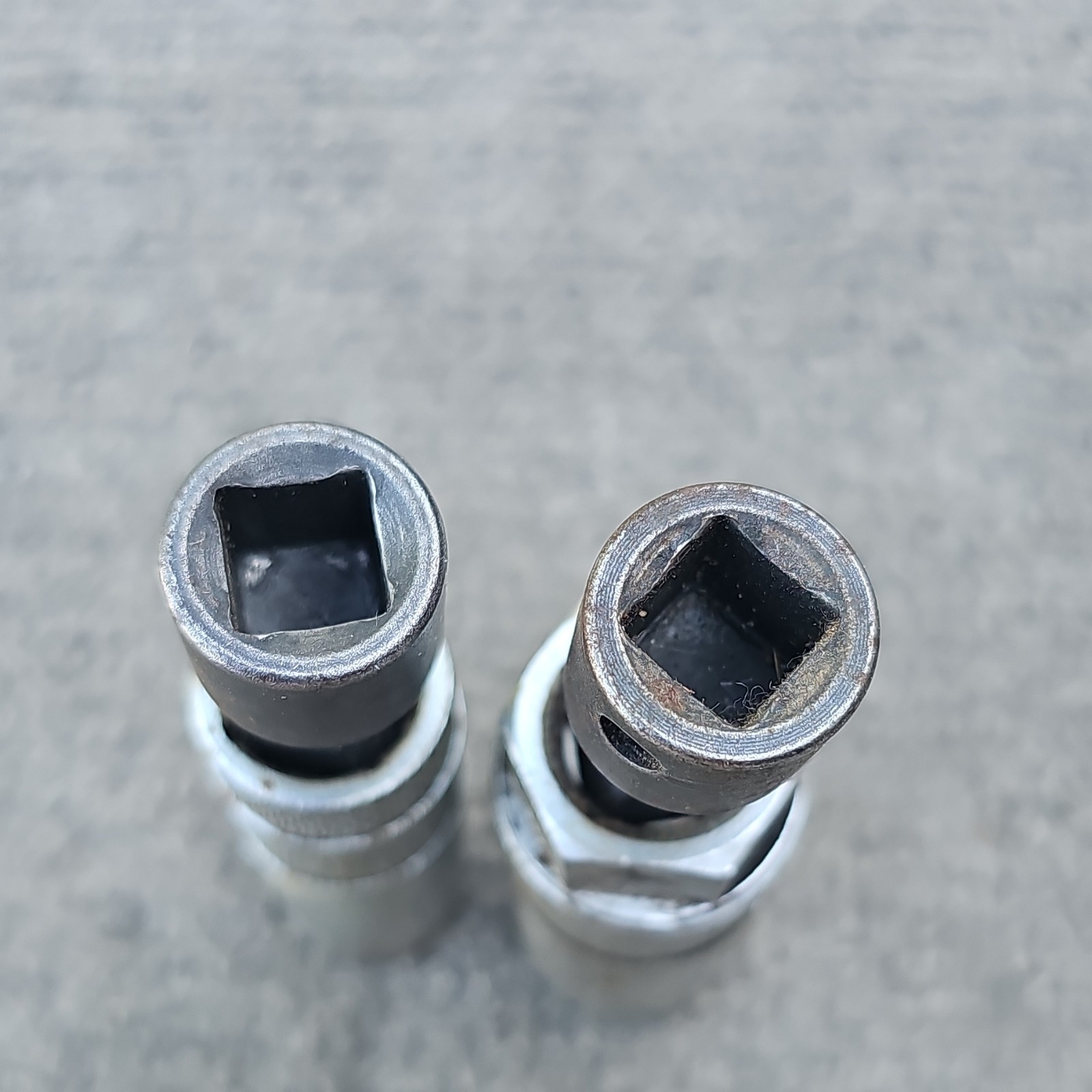 2 Sunex Brand Spark Plug Sockets, 5/8 And 13/16, 3/8 Drive Stamped JAPAN, used