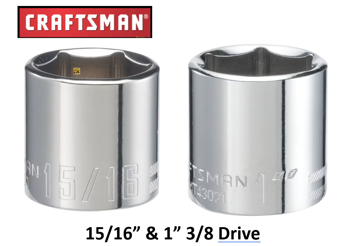 New Craftsman 1″ & 15/16 Inch 6 Point 3/8 In Drive SAE 2pc Socket Set CMMT