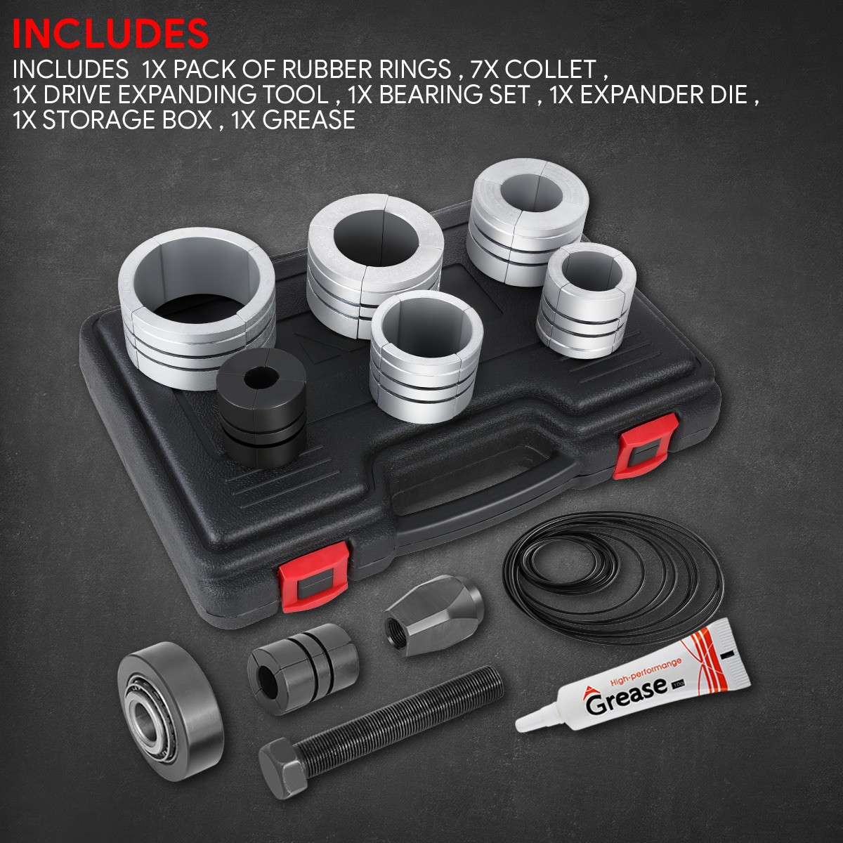 Exhaust Pipe Tube Stretcher Expander Tool Kit Extend 1-5/8″ to 4-1/4″ w/ Case