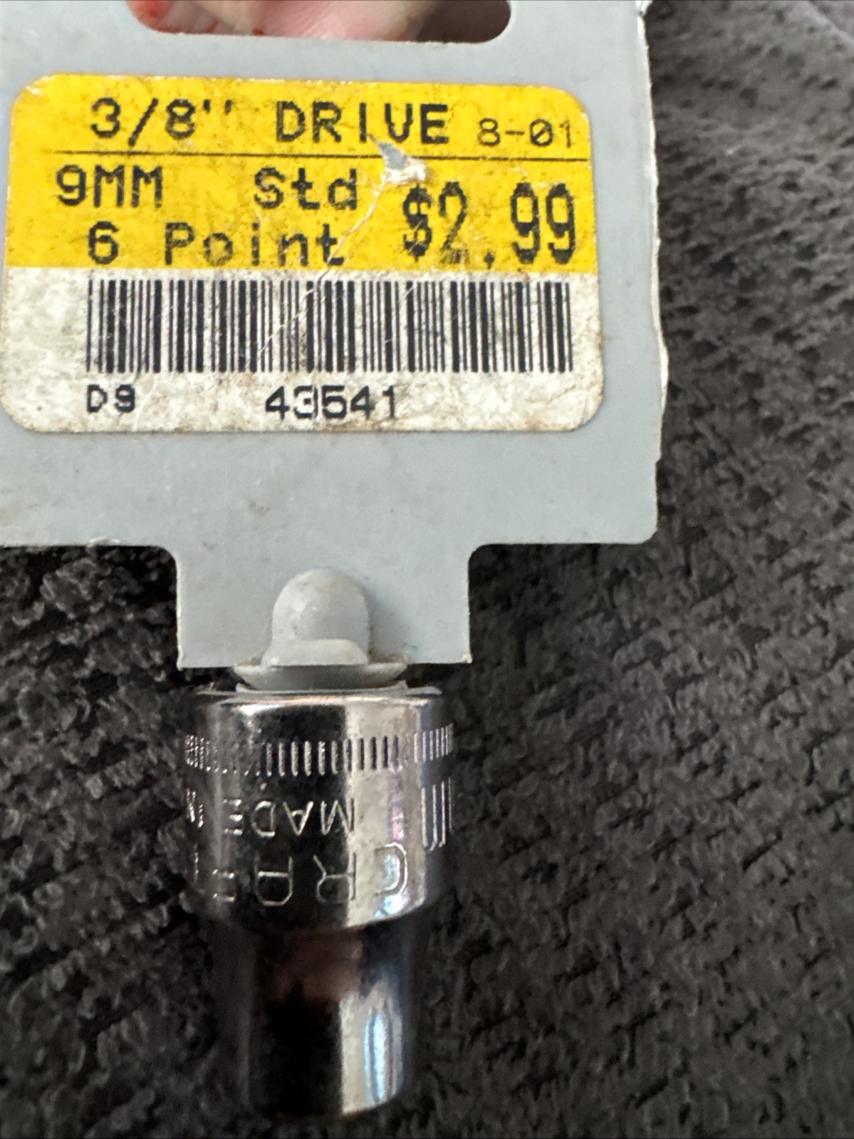Sears Craftsman USA Nos 3/8” Drive Socket 9mm 6 Point 43541 Inv G1