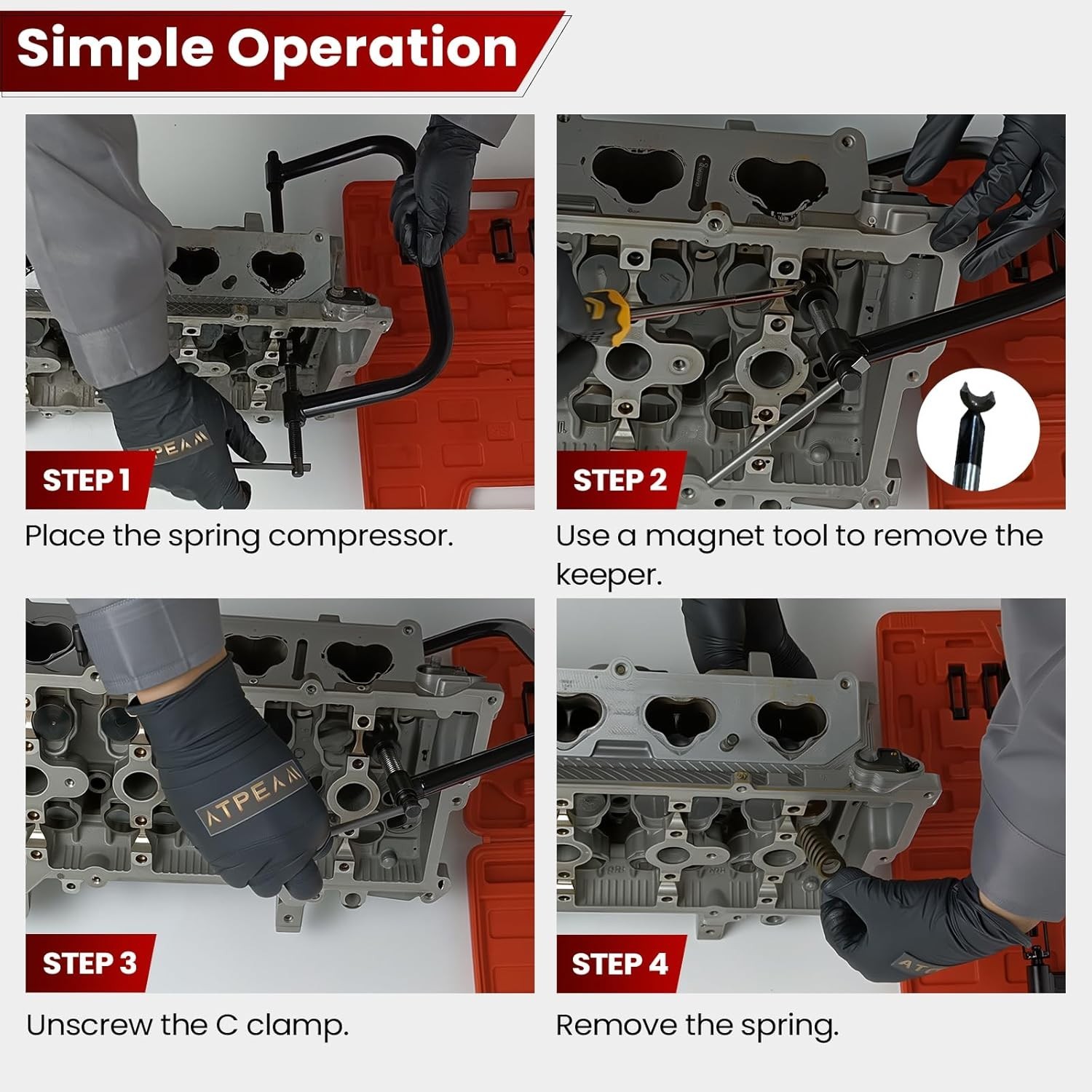 Corrosion-Resistant Valve Spring Compressor C Clamp Tool Set for All Vehicles