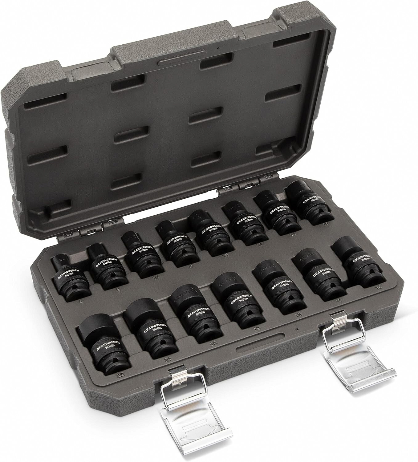 GEARWRENCH 84918N 3/8″ Drive 6 Point Universal Impact Socket Set – 15 Piece