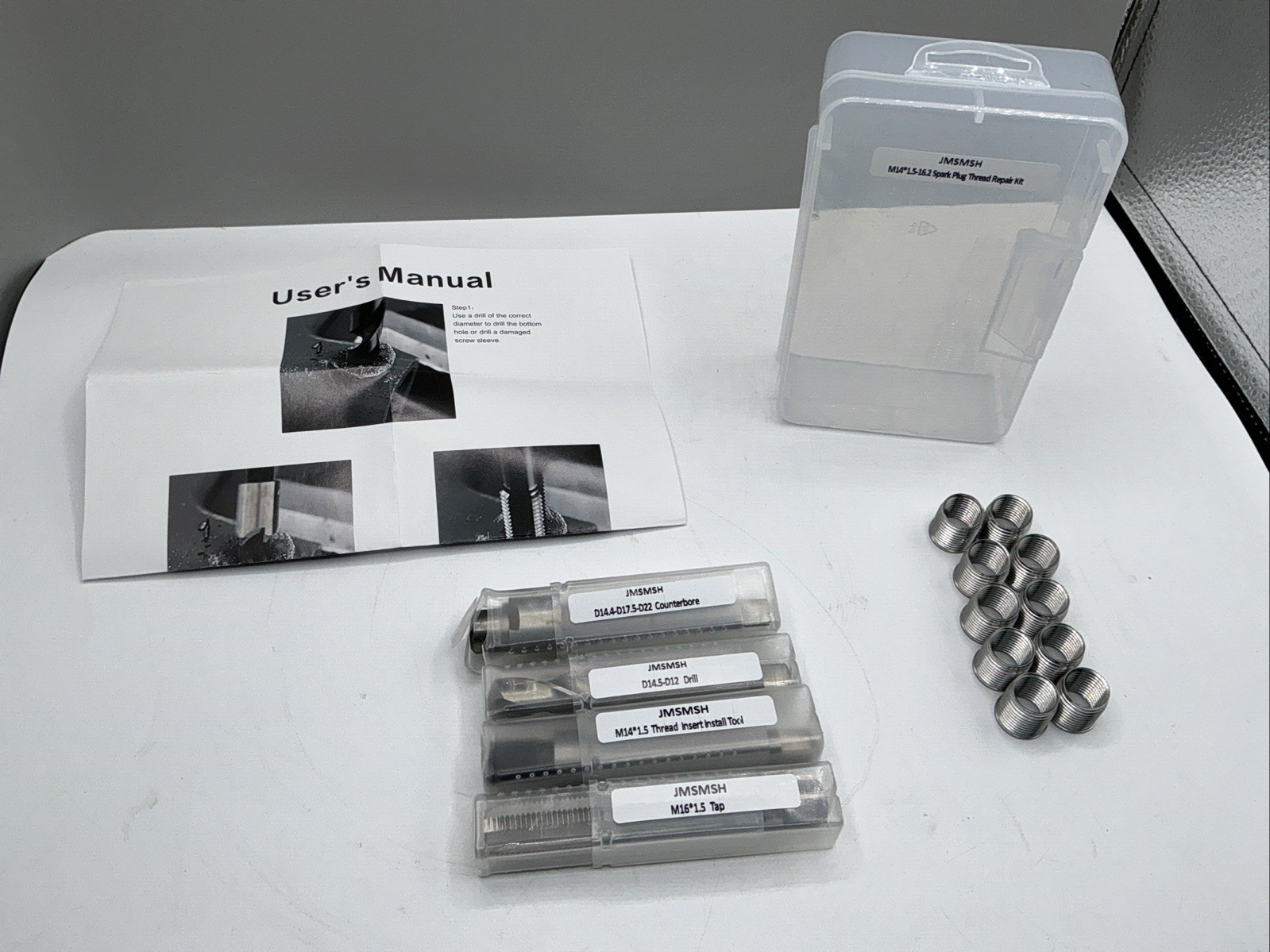 M14*1.5-16.2 Spark Plug Thread Repair Kit JMSMSH-74 W/ 10 Inserts 1785Y