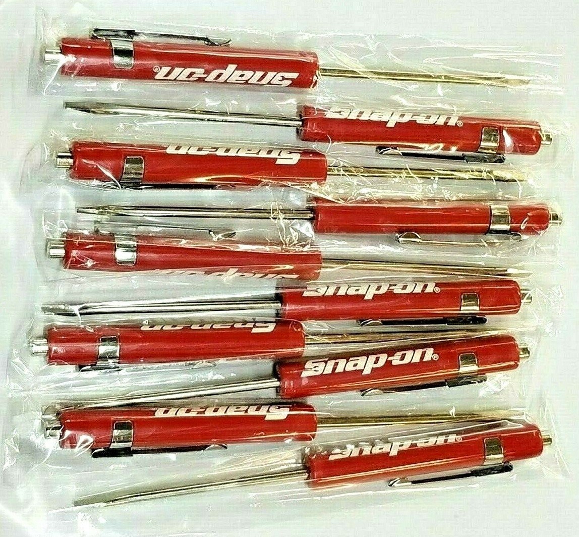(10)TEN Snap on Pocket Screwdriver, Flat Tip Screwdrivers, RED ~ Magnetic .NEW.