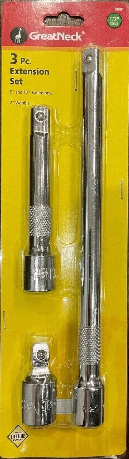 Great Neck 1/2″ Drive 3 Piece Extension Set 2″ Wobble 5″ & 10″ Extension