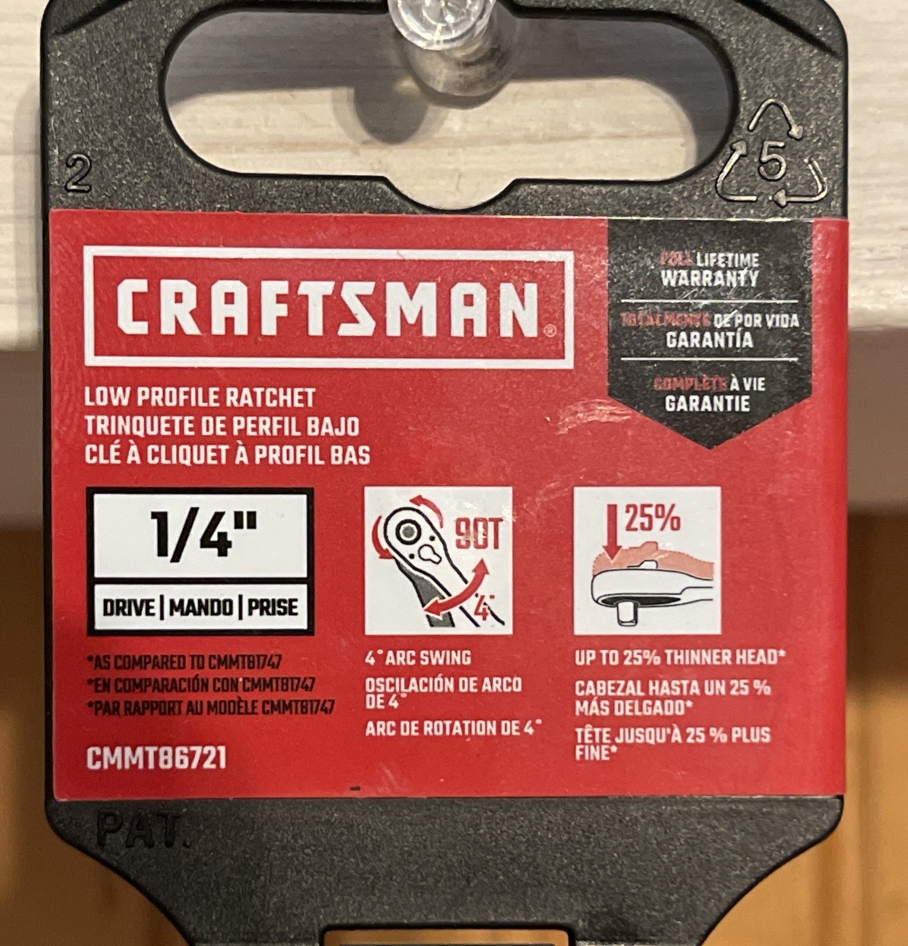 Craftsman Low Profile Ratchet 1/4” Drive CMMT86721