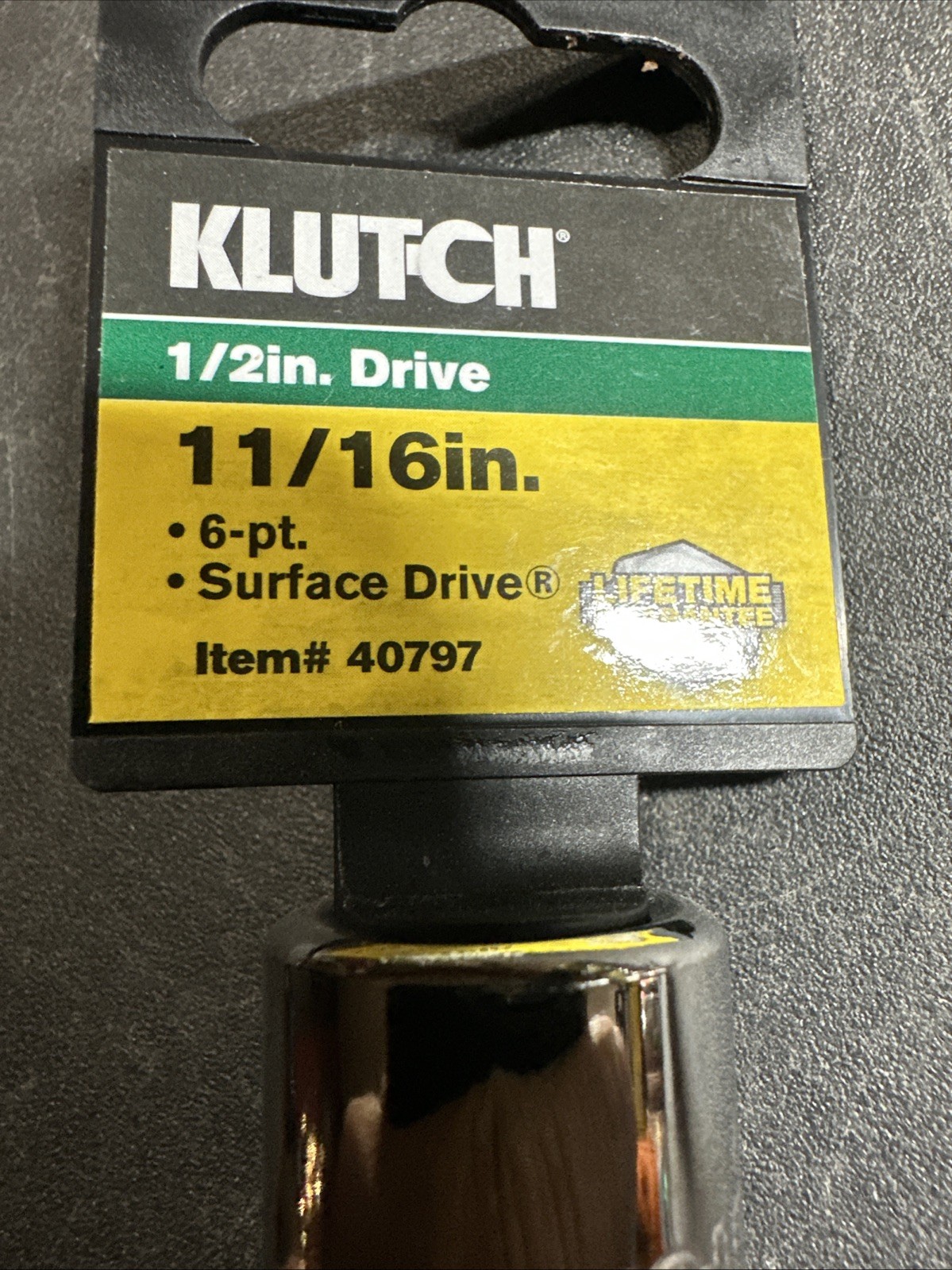 New Klutch 1/2 Drive 6pt 11/16” Chrome Sae Socket