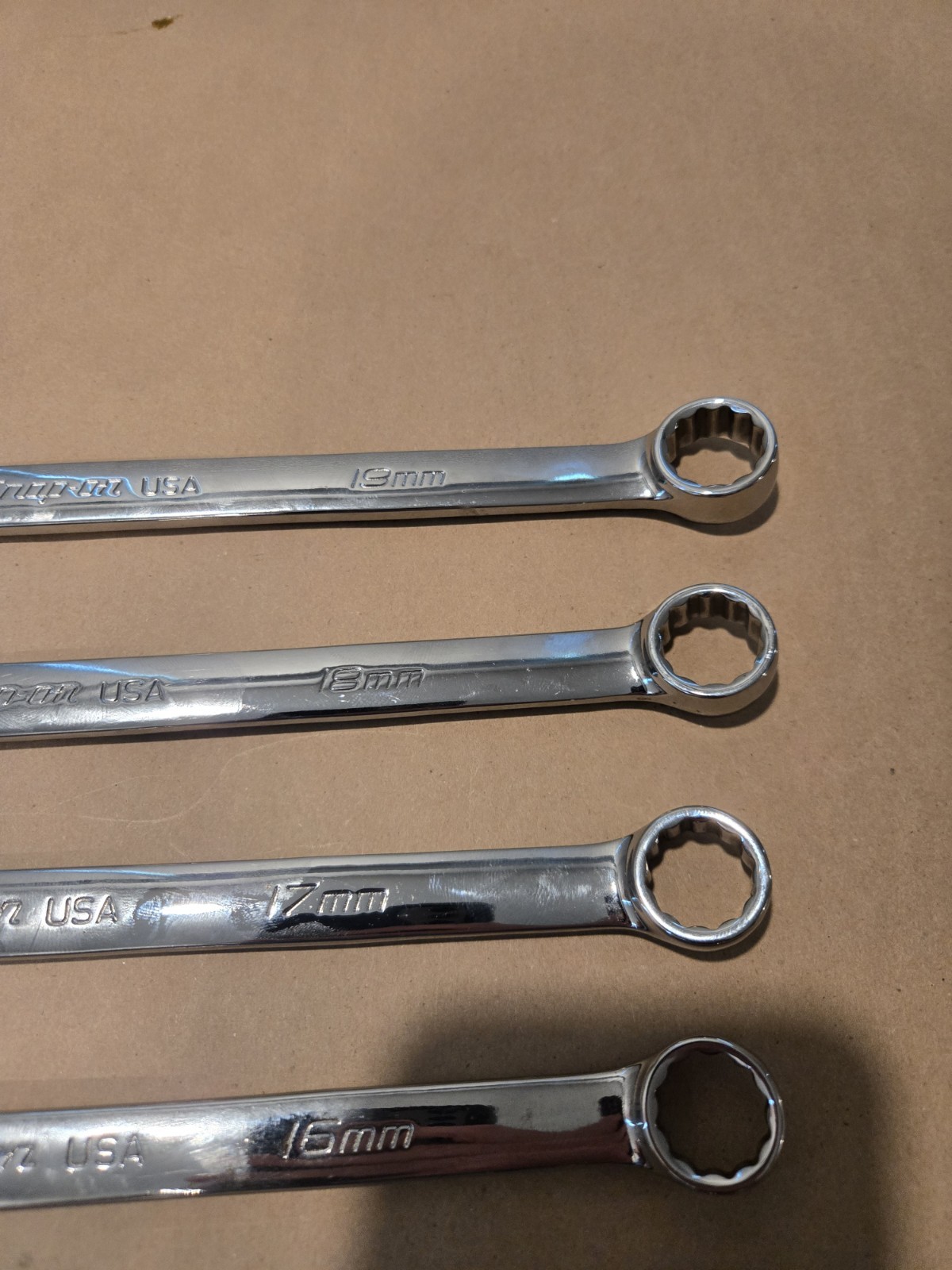 Snap On USA 10MM-19MM 12PT Metric Long Flank Drive + Combination Wrenchs READ AD