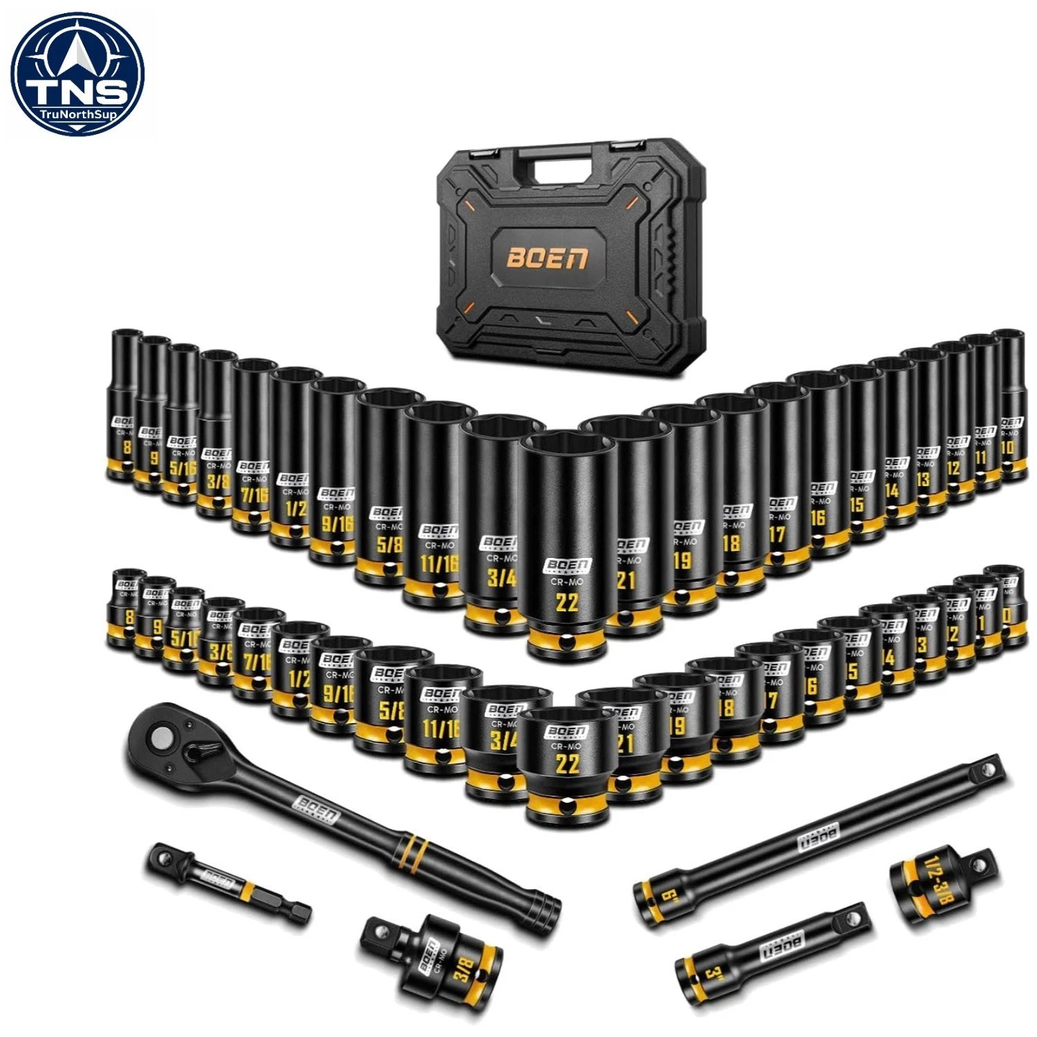 Complete 3/8» Drive Impact Socket Set – 50PCS with Manganese Phosphate Coating