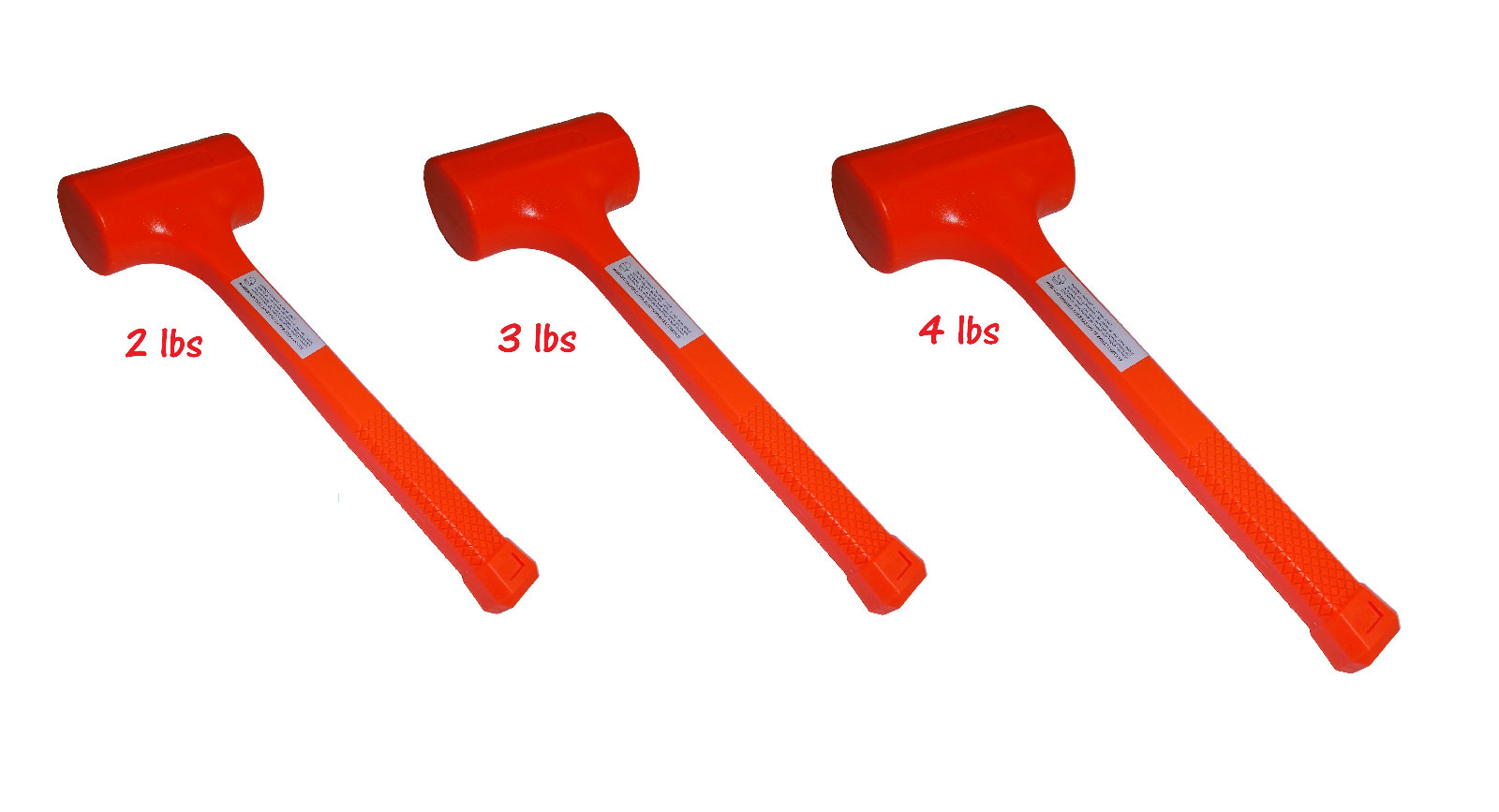 2 lb/32oz, 3 lb/48oz, 4 lb/54oz, High-Impact Poly Jacket, Neon Dead Blow Hammer
