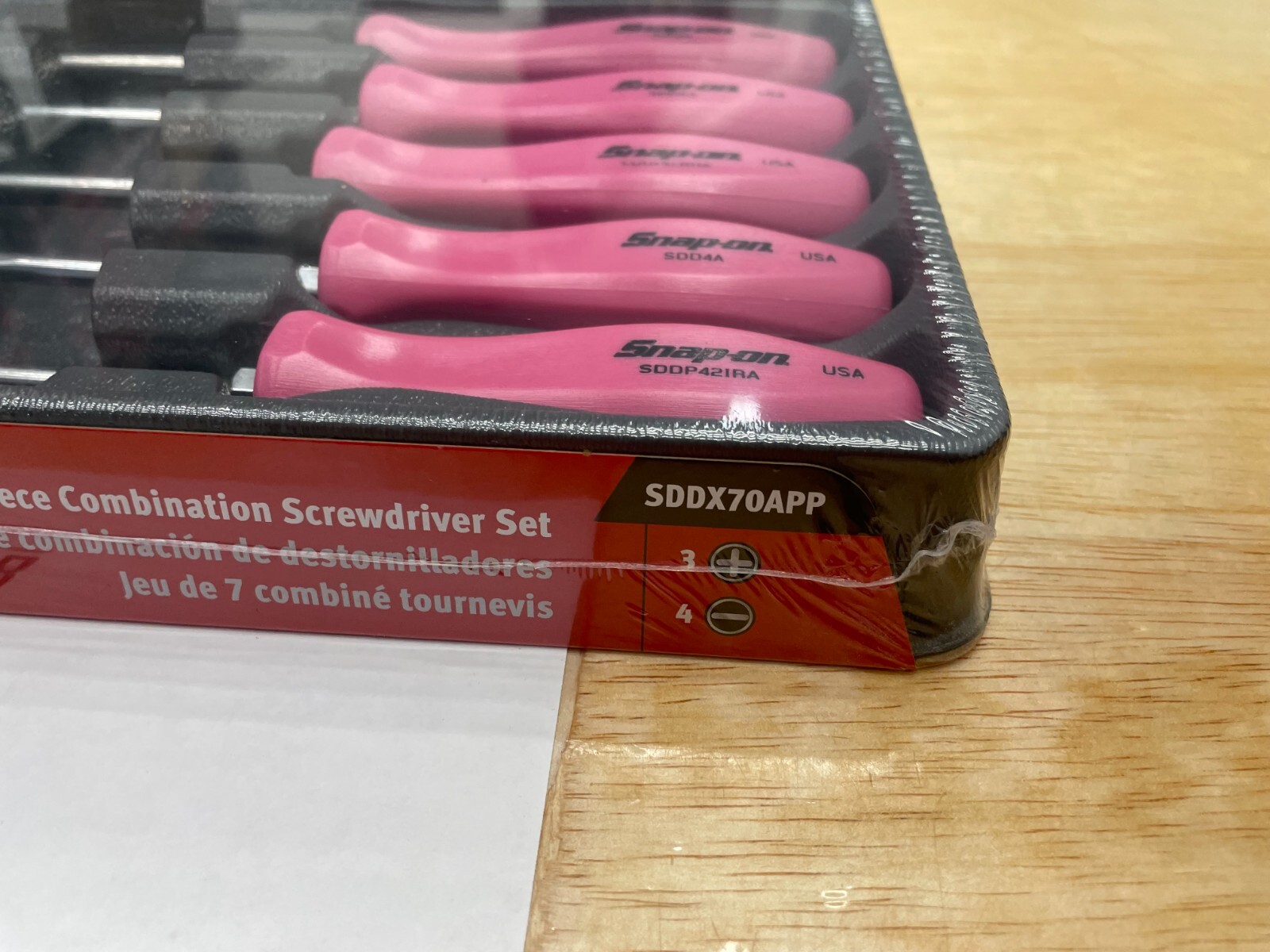 Snap-on Tools NEW 7pc PEARL PINK Hard Grip Combination Screwdriver Set SDDX70APP