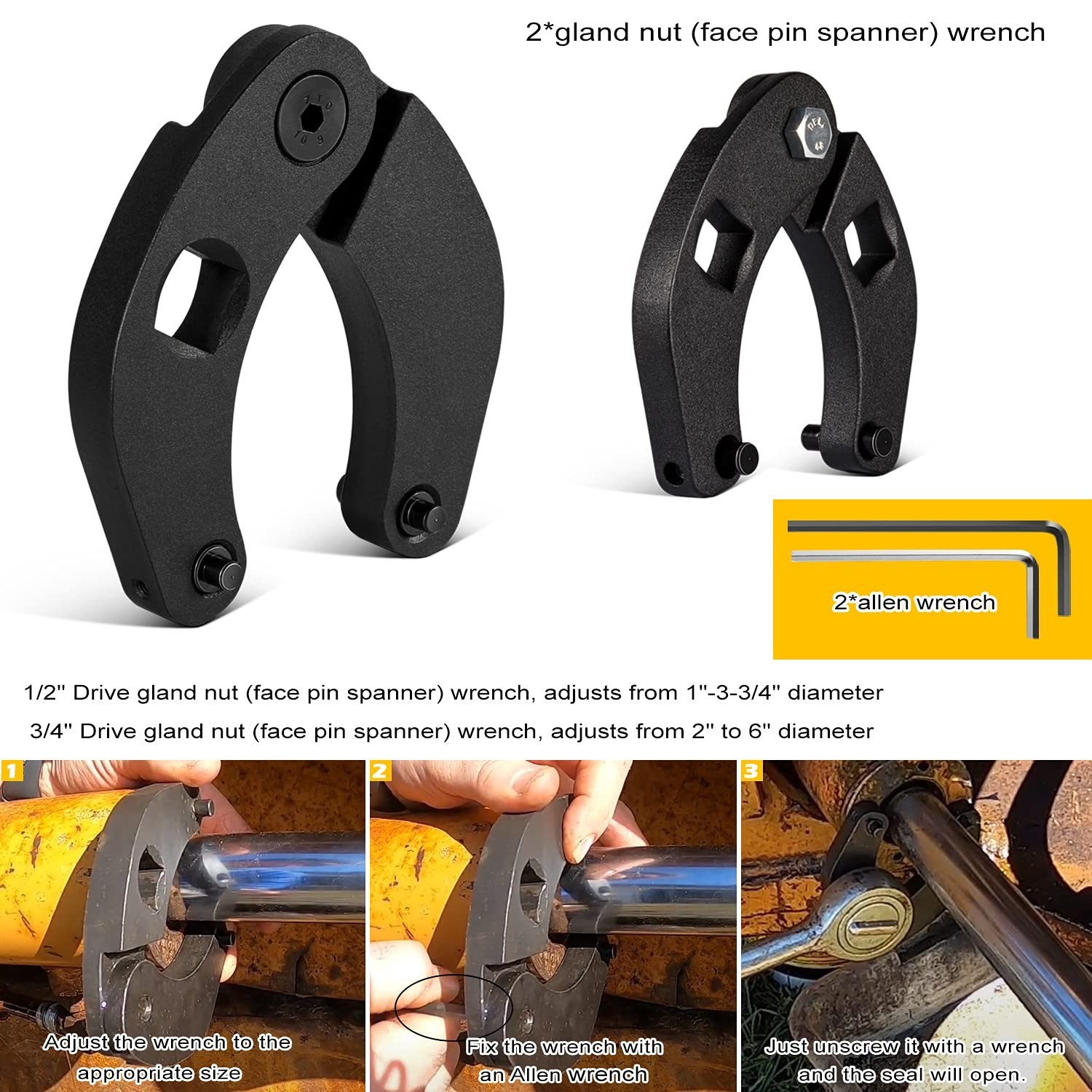 Hydraulic Cylinder Repair Tool Kit for Skid Steers, Loaders & Backhoes – 17pcs S