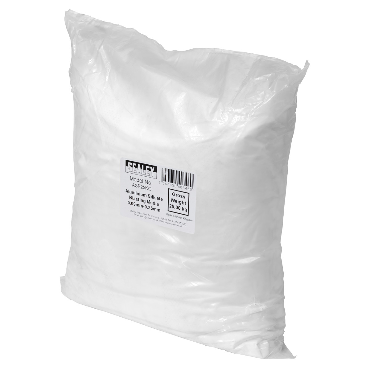 Sealey Aluminium Silicate Blasting Media 0.09mm-0.25mm General Purpose ASF25KG