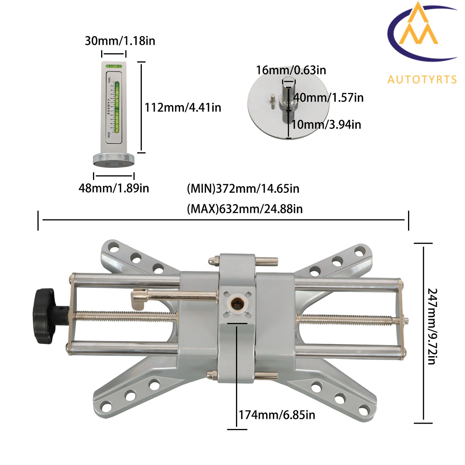 3D DSP Camber Caster Gauge Wheel Alignment Rack Tool For 11» to 25» Rim Clamp