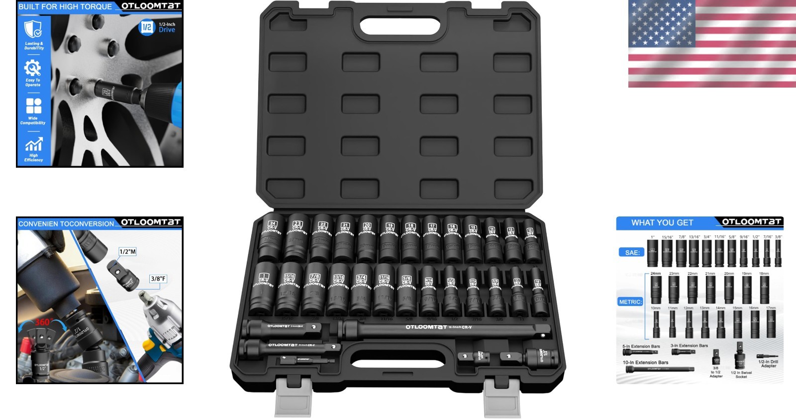 Comprehensive 32PCS 1/2″ Drive Impact Socket Set – Rust-Resistant & Organized