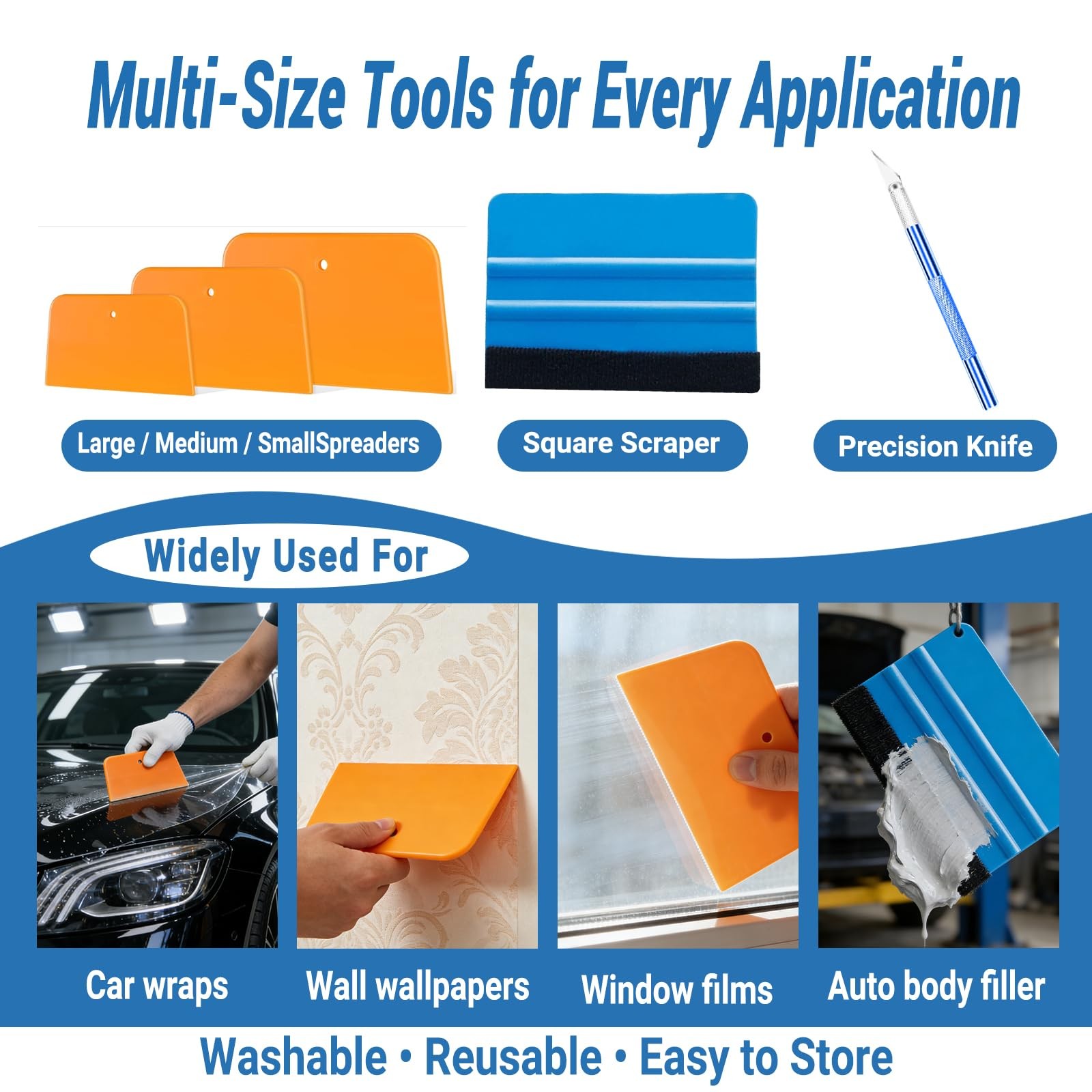 11PCS Auto Body Tool Set Flexible Filler Spreader, Putty Knife, Tint Kit &