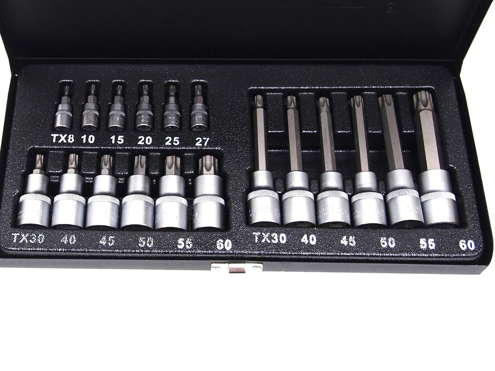 18 pcs Torx Star Bit Socket Driver Tool Set 1/2″ & 1/4″ Dr.