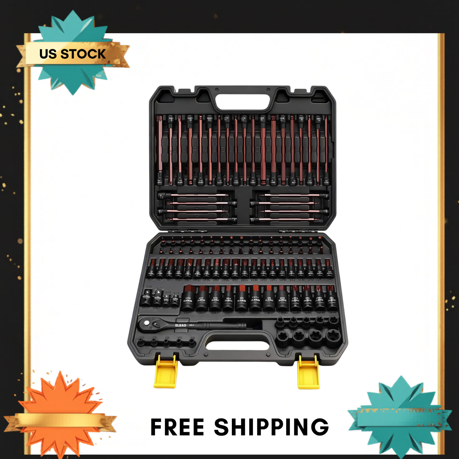 112-Piece Torx and Allen Bit Socket Set, 1/4″, 3/8″,1/2″ Drive Bit Socket Set