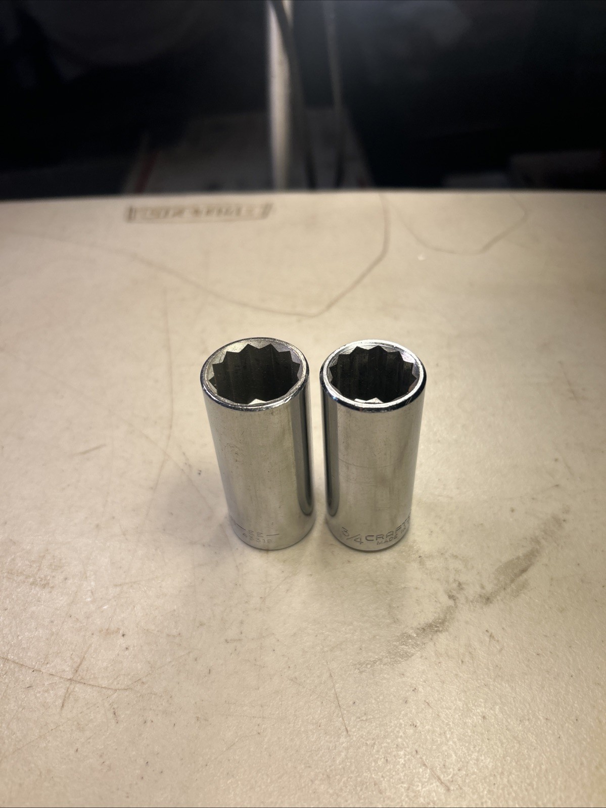 Craftsman – Lot Of 2 Deep Sockets,3/8″ Drive, (-EE- Series) 3/4” & 13/16” USA