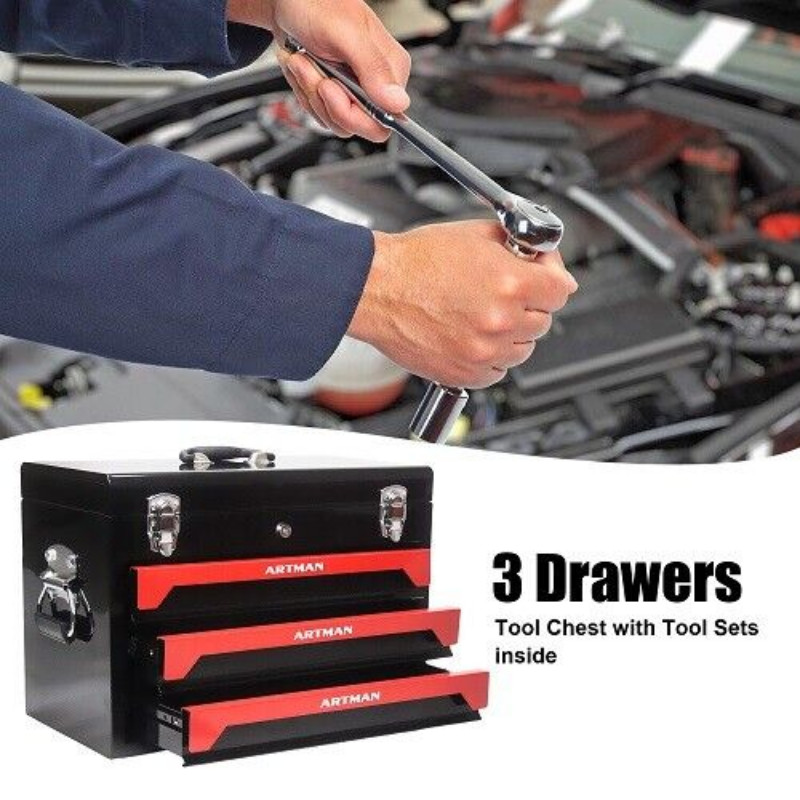 339 Pcs Mechanics Tool Set Socket Ratchet Kit 3 Drawer Box Professional Repair