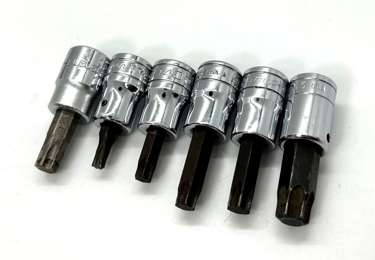 SNAP ON Tools USA TORX Tip Set T27 – T55 3/8″ Drive Socket Bit Driver Lot Star