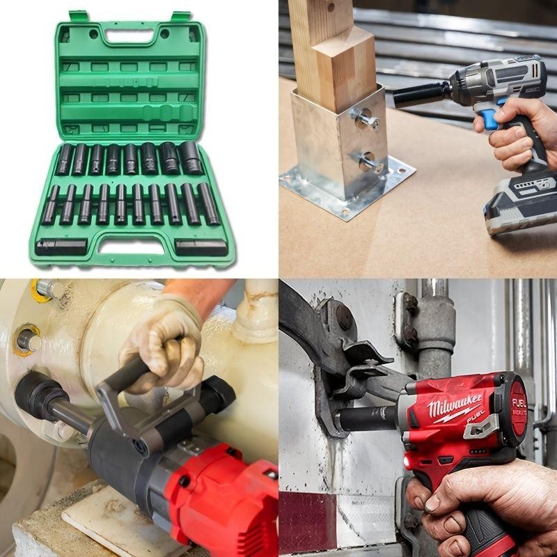 20-piece sleeve kit, 1/2-inch deep impact sleeve set with toolbox, suitable for