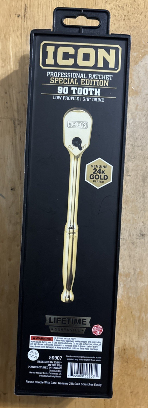ICON 3/8” 24K Gold Plated Professional Ratchet Socket Wrench (56907)… FREE S&H