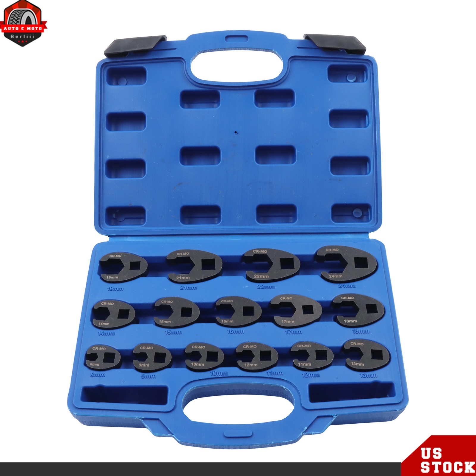 15PCS Flare Nut Crowfoot Wrench Set Metric Crows Foot Wrench Kit 3/8″ 1/2″ Drive