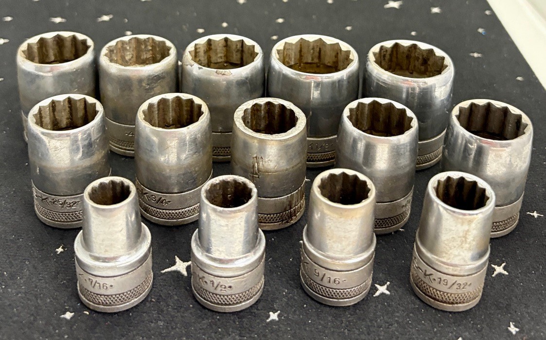 VTG S-K Tooks 14 Piece Set 12 Point Sockets 7/16″ To 1-1/8″ 40114-40136 USA