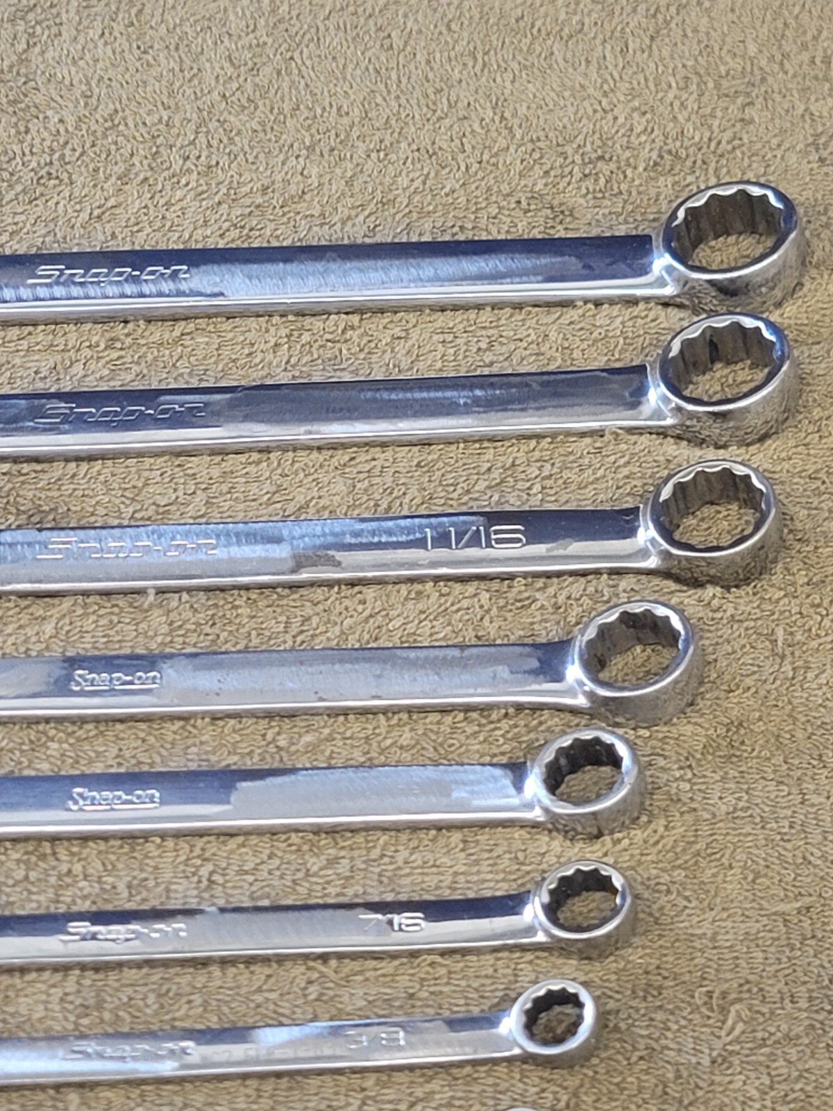 Snap on OEX Combination Wrench Set Sae 13/16 3/4 11/16 5/8 1/2 7/16 3/8 5/16″
