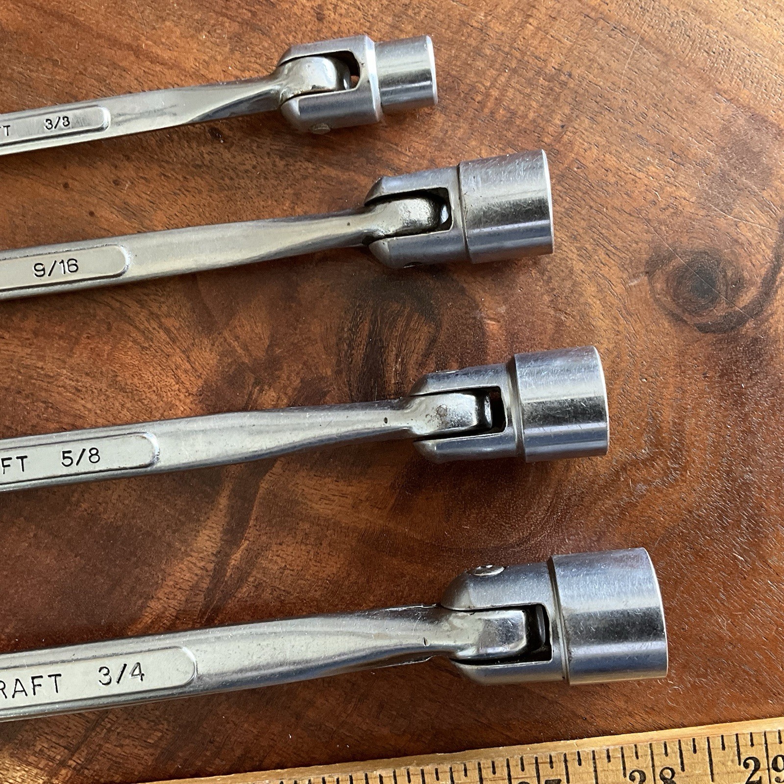 Vintage True Craft Open End & Flexible End Socket Wrenches 3/4″ to 3/8″ Lot Of 4